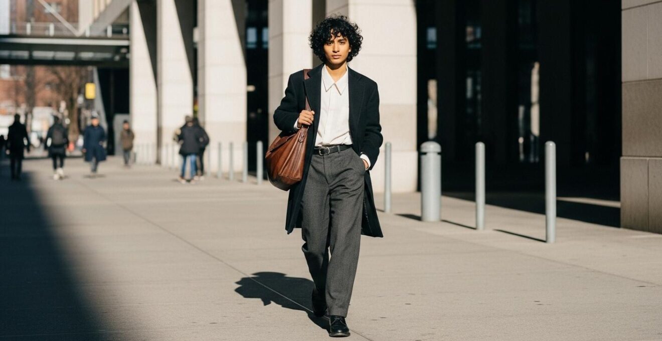 Une personne portant une tenue expressive et stylée, symbolisant le langage secret des vêtements.