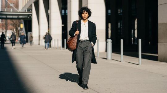 Une personne portant une tenue expressive et stylée, symbolisant le langage secret des vêtements.
