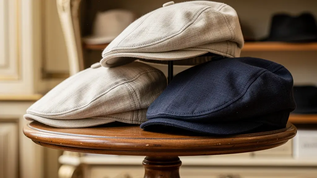 Casquettes marseillaises artisanales en lin exposées dans une chapellerie provençale
