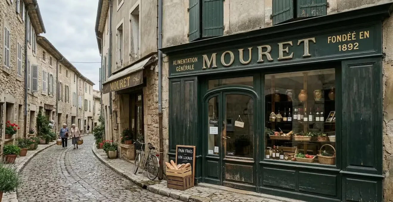 Façade extérieure bois vert empire avec lettrage doré MOURET de la chapellerie historique